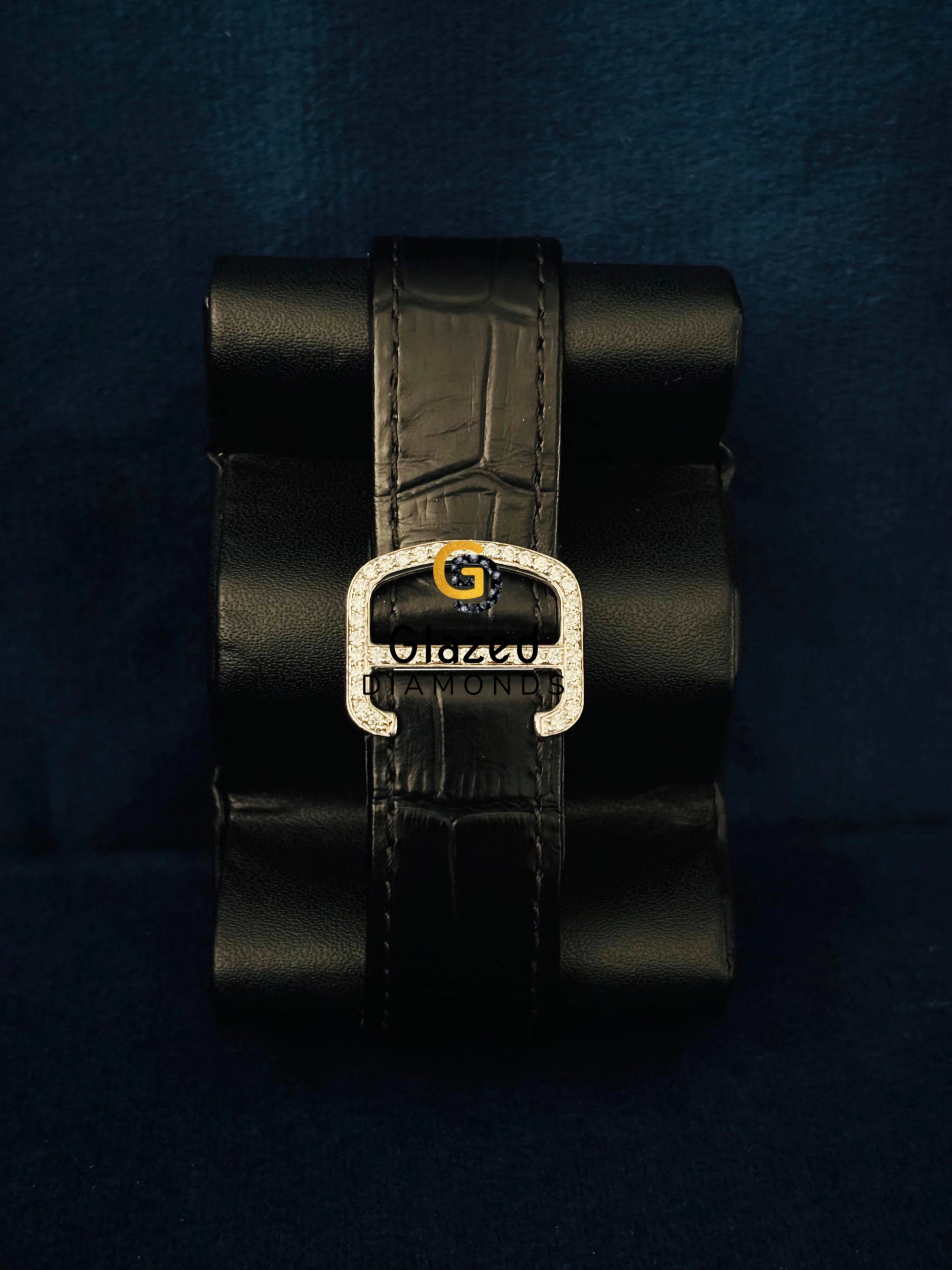 Cartier Black Lather Strap Moissanite Watch