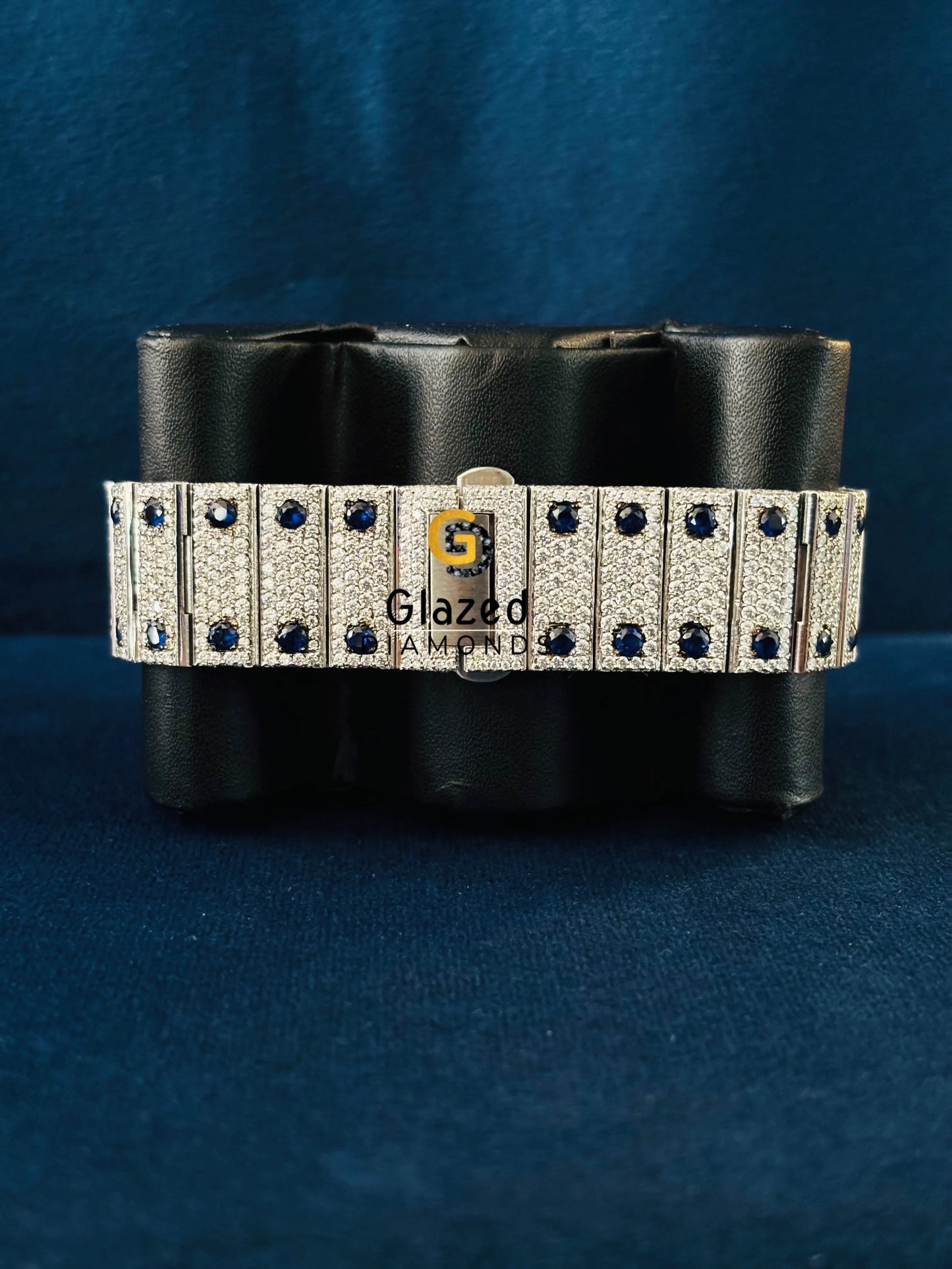 Cartier Moissanite Blue Dial Hip Hop Roman Number Watch