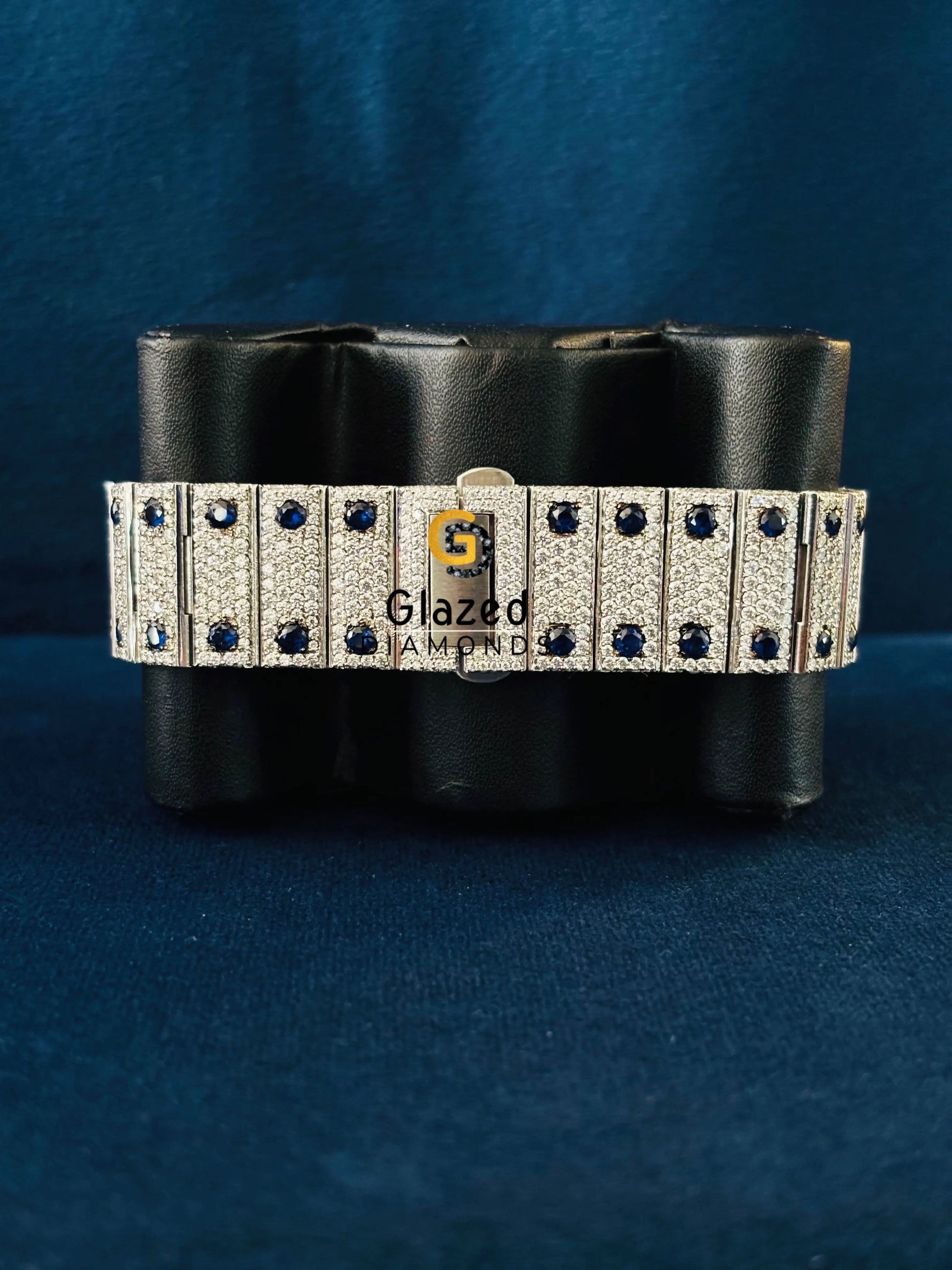 Cartier Moissanite Blue Dial Hip Hop Roman Number Watch