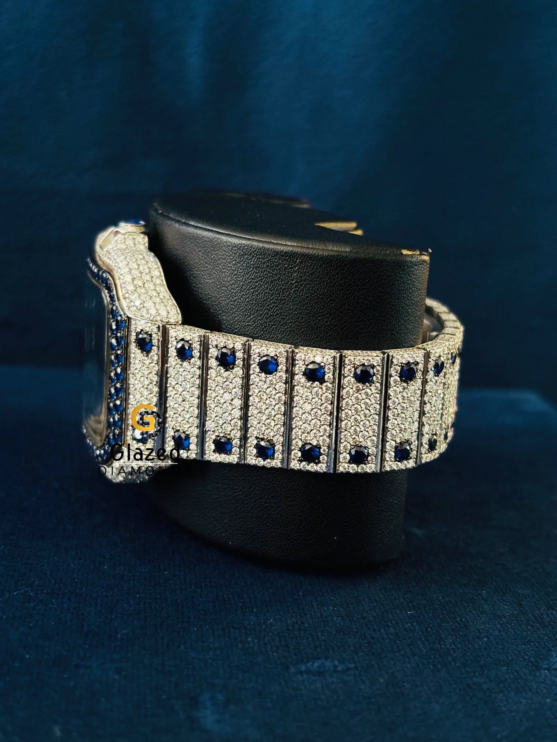 Cartier Moissanite Blue Dial Iced Out Hip Hop Roman Number Watch