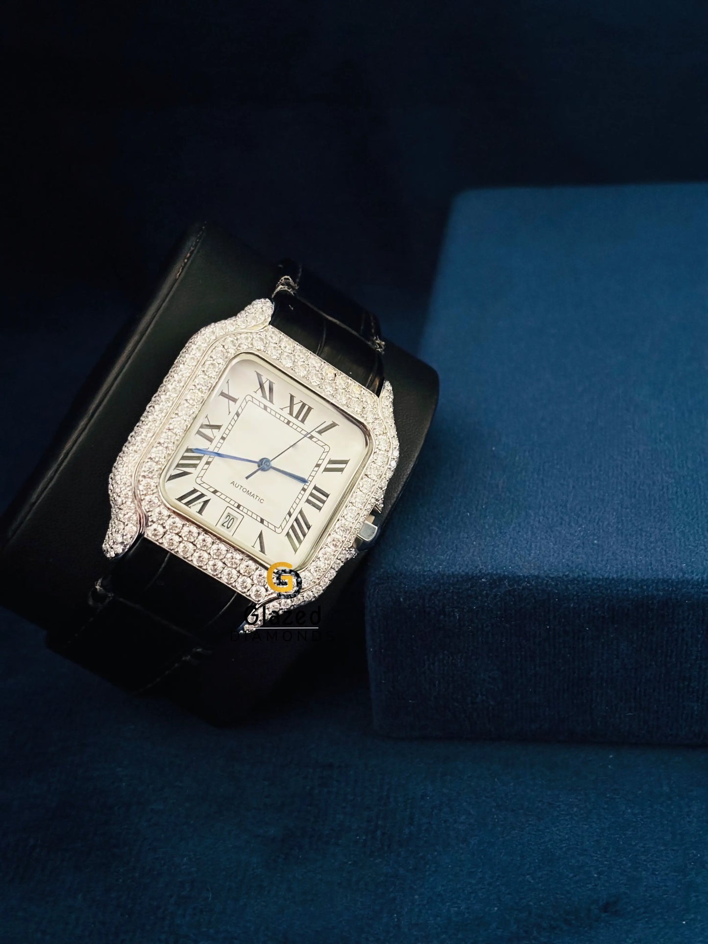 Cartier Moissanite Roman Number Watch For Men
