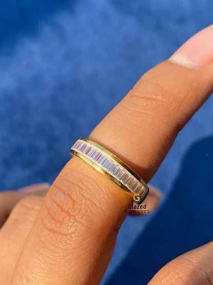 Channel Set Wedding Band Half Eternity Baguette Cut Moissanite Band
