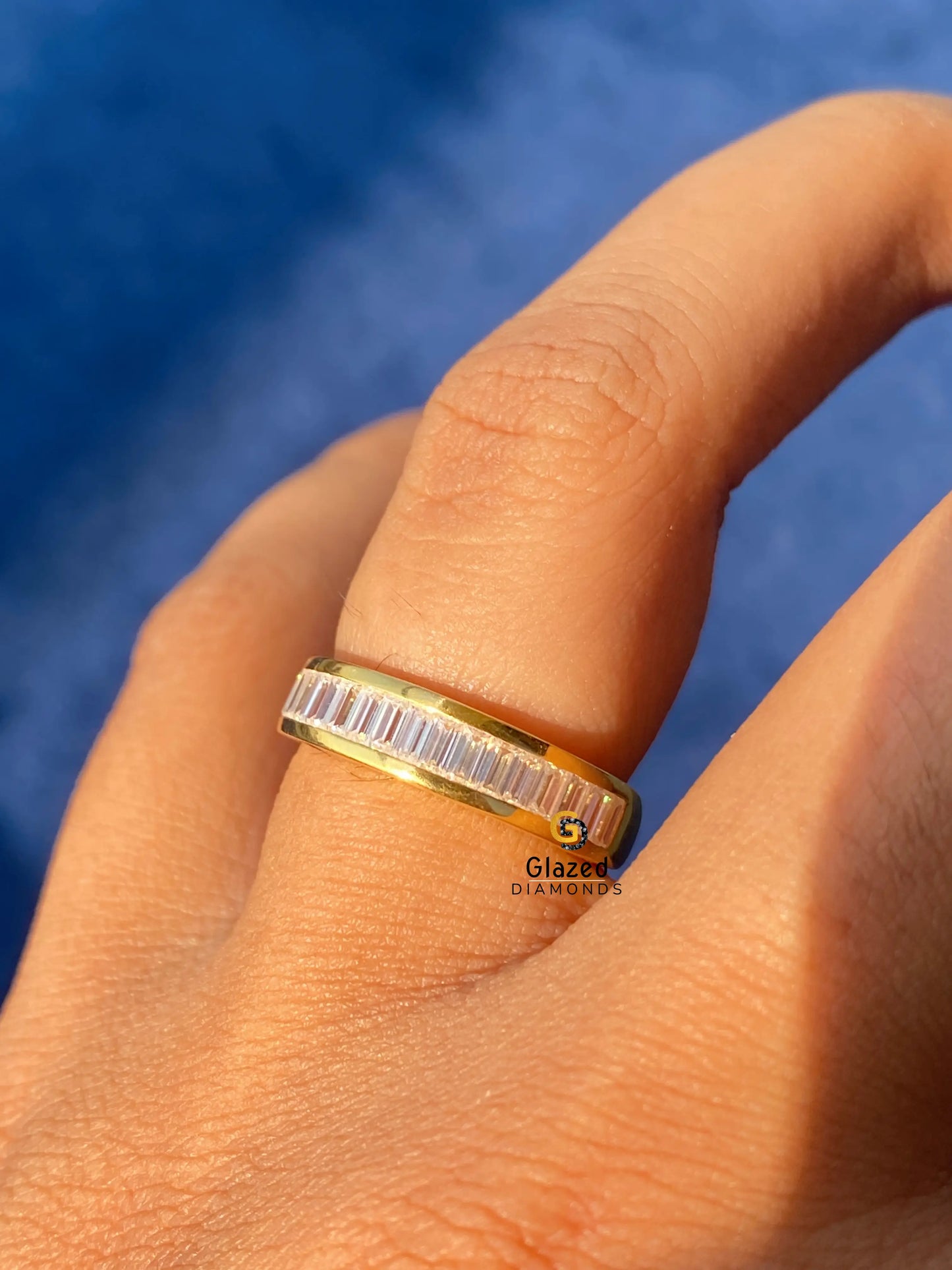 Channel Set Wedding Band Half Eternity Baguette Cut Moissanite Band For Women