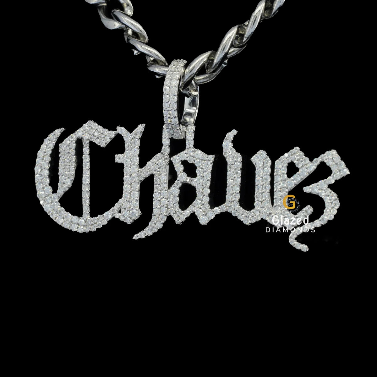 Iced Out Stylish Custom Chavez Name Moissanite Diamond Hip Hop Pendant