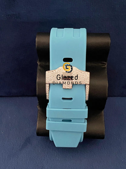 Chronograph Silicone Sky Blue Strap VVs Moissanite D Colorless Watch