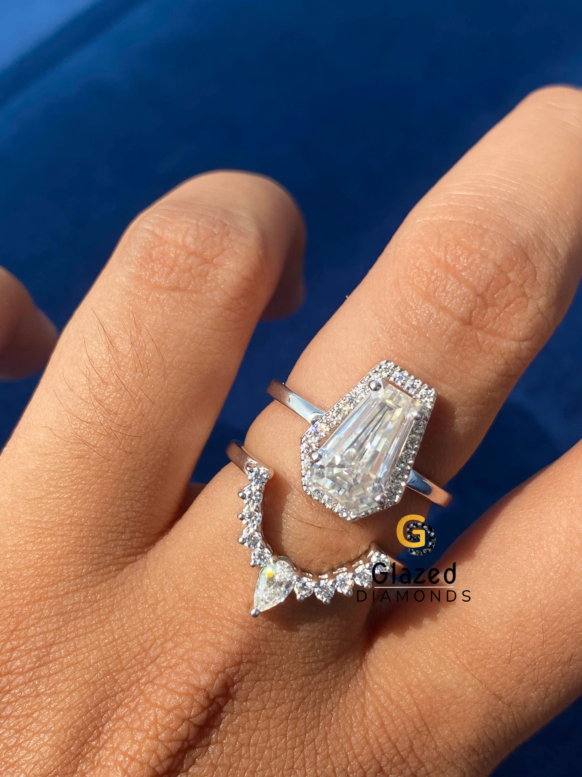 Coffin Cut Diamond Engagement Ring for Her