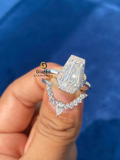 Coffin Cut Moissanite Diamond Ring For Her