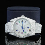 Colord Baguette Dial Fully Moissanite Diamond Watch