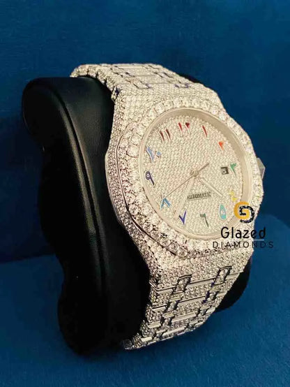 Colorful Arabic Number Dial Moissanite AP Watch