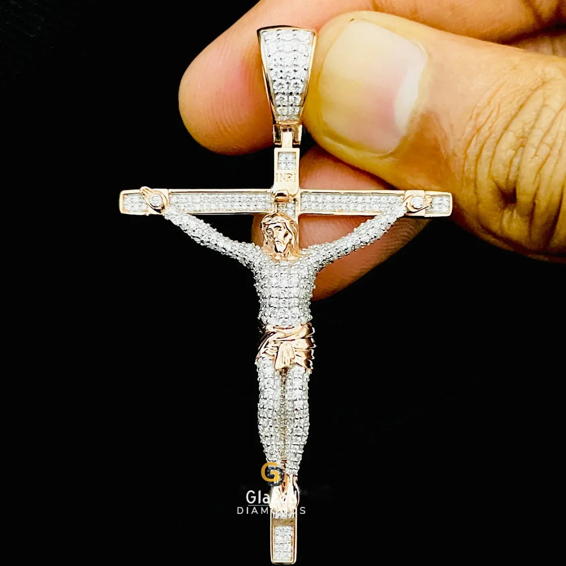 Hip Hop Style Moissanite Iced Out Jesus Cross Pendant