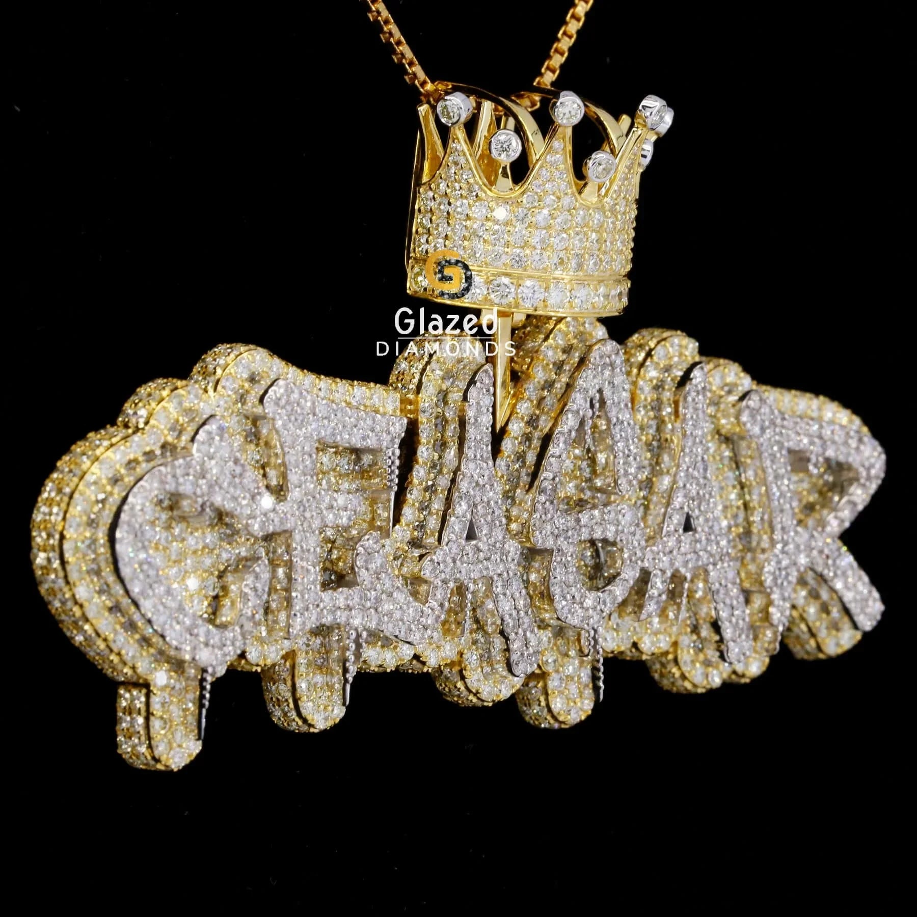 Hip Hop Moissanite Diamond Crown CEASAR Name Bust Down Pendant