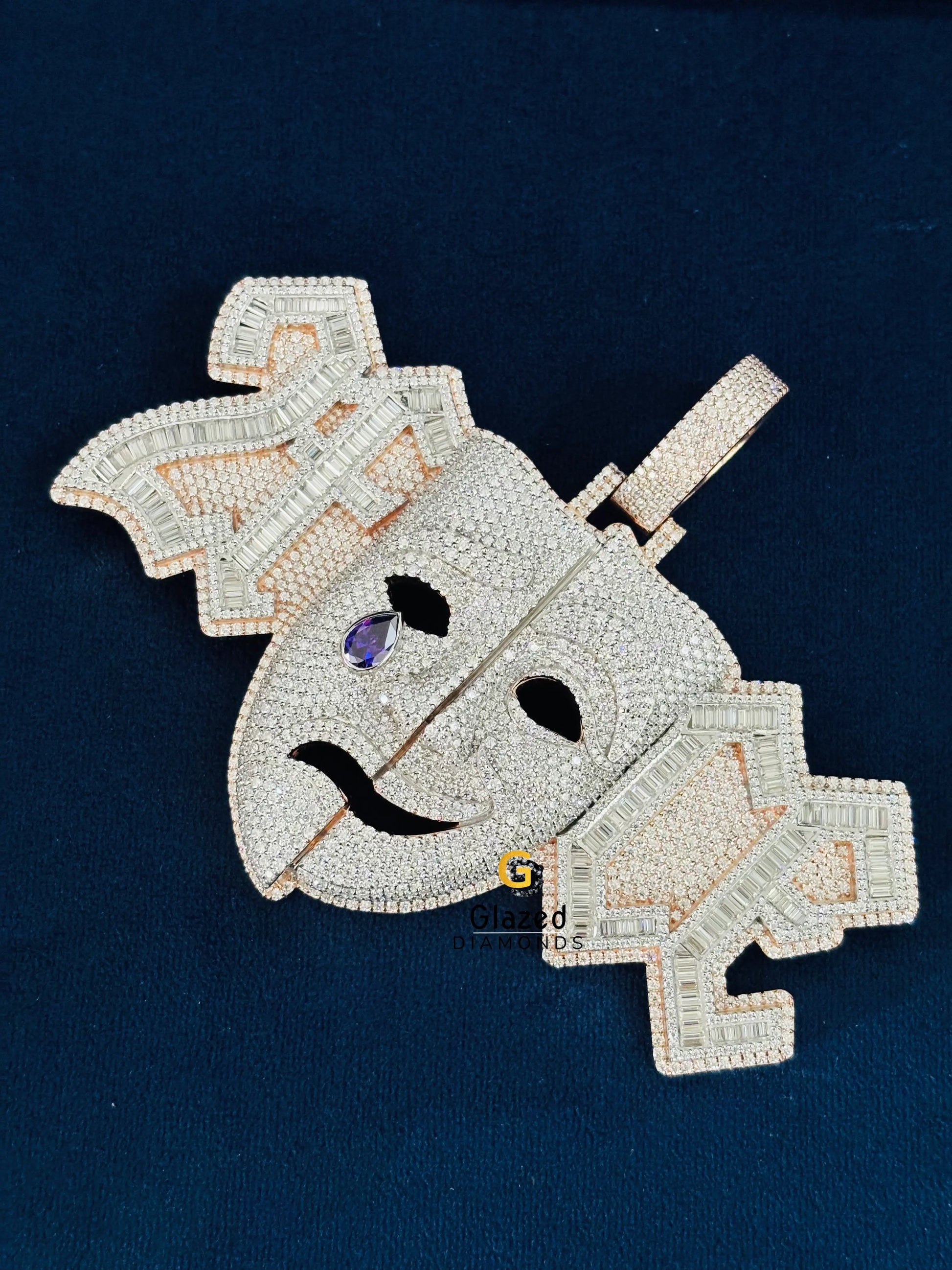 Crying Face Dual Tone Moissanite Pendant