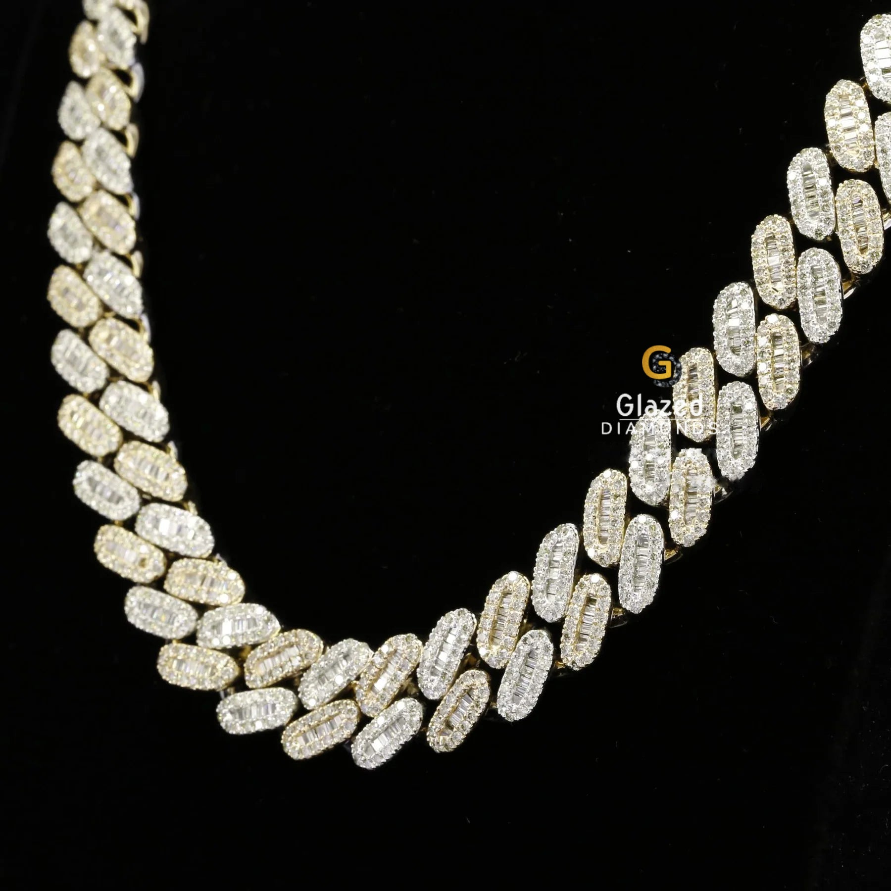 15MM Baguette and Round Cut Moissanite Diamond Cuban Link Chain