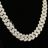 15MM Baguette and Round Cut Moissanite Diamond Cuban Link Chain