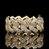 10MM Iced Out Round Moissanite Cuban Link Ring