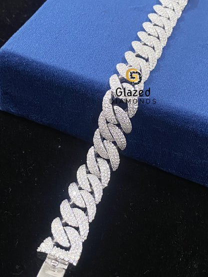 Cuban Link Hip Hop Bracelet Round Moissanite