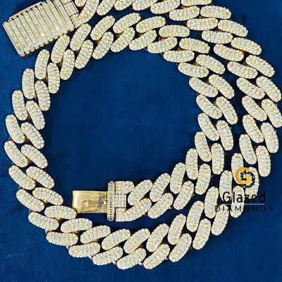 Cuban Link Round Moissanite Diamond Studded Hip Hop Chain