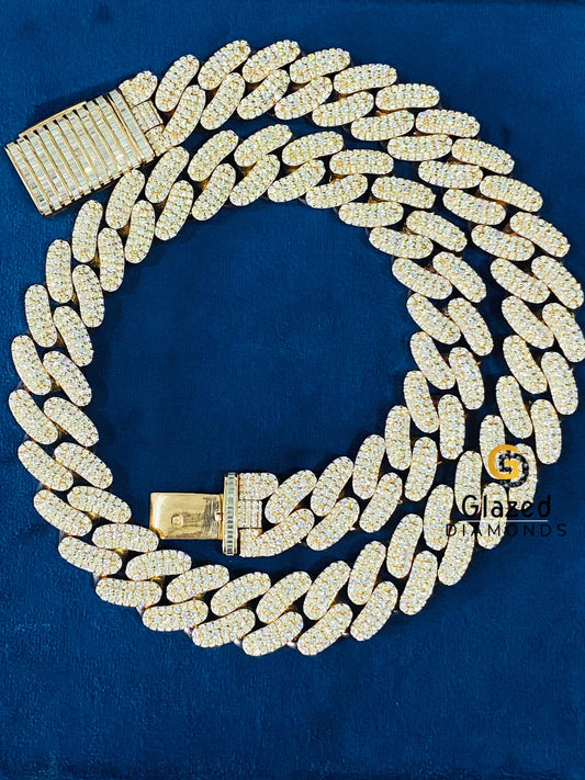 Cuban Link Round Moissanite Diamond Studded Hip Hop Chain