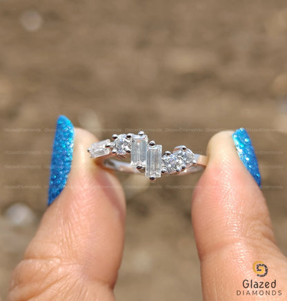 Curved Moissanite Band for Anniversary Gift