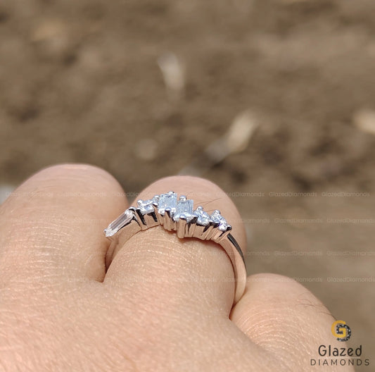 Curved Wavy Half Eternity Band