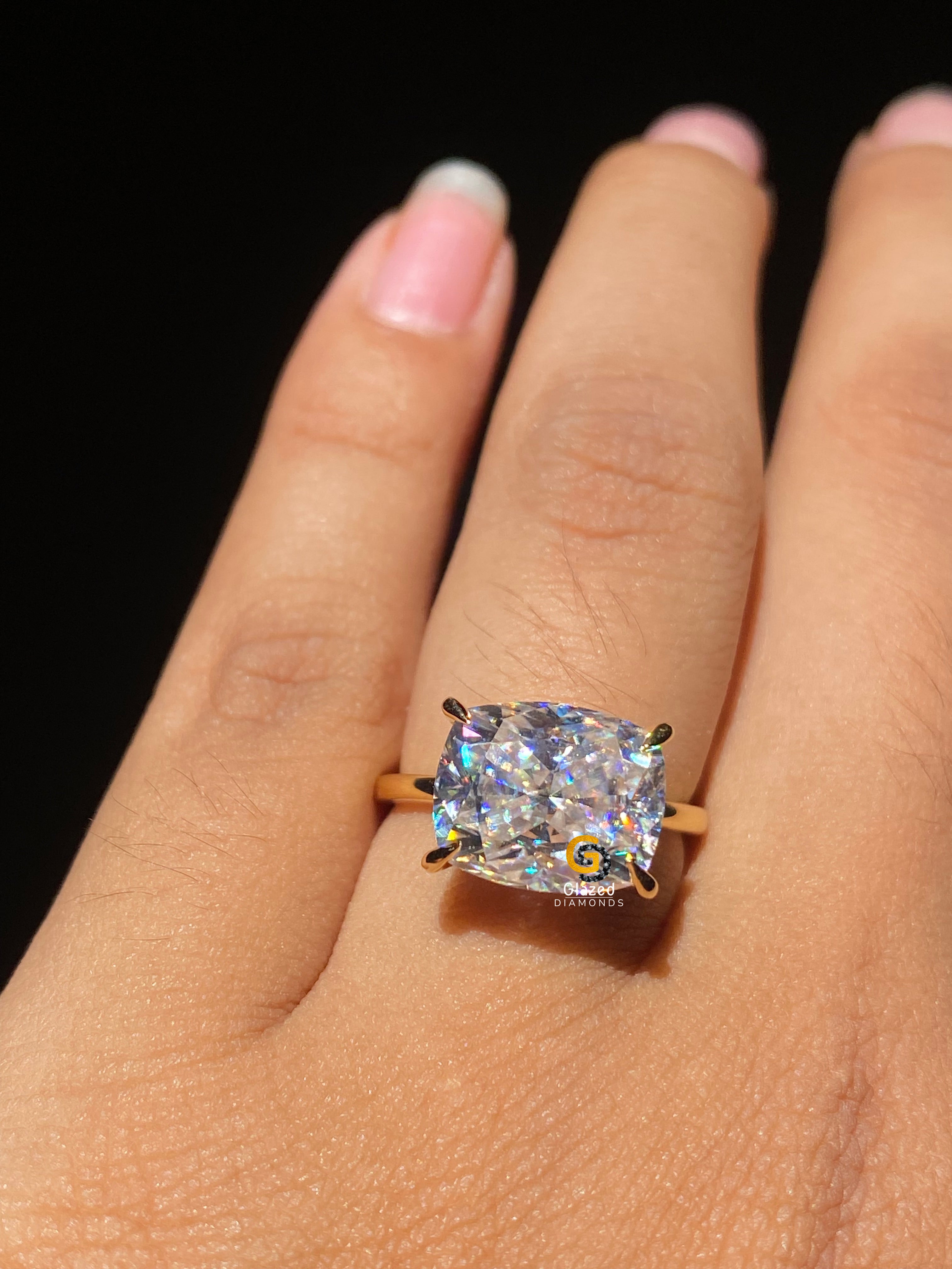 5 CT Emerald Cut Three Stone Moissanite Side Emerald Women Engagement Ring (Copy)