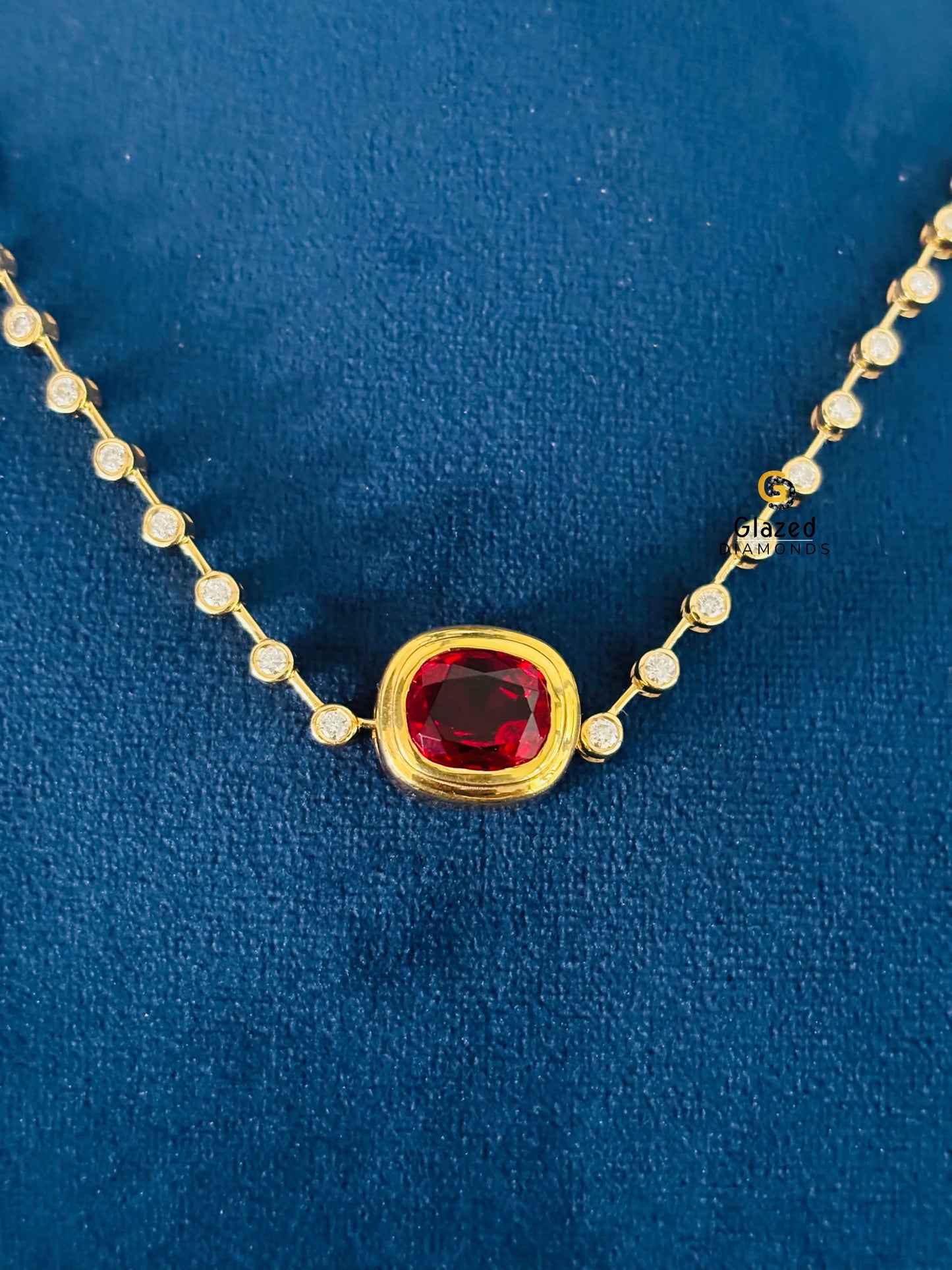 Cushion Cut Red Rubby CZ Solitaire Pendant For Women