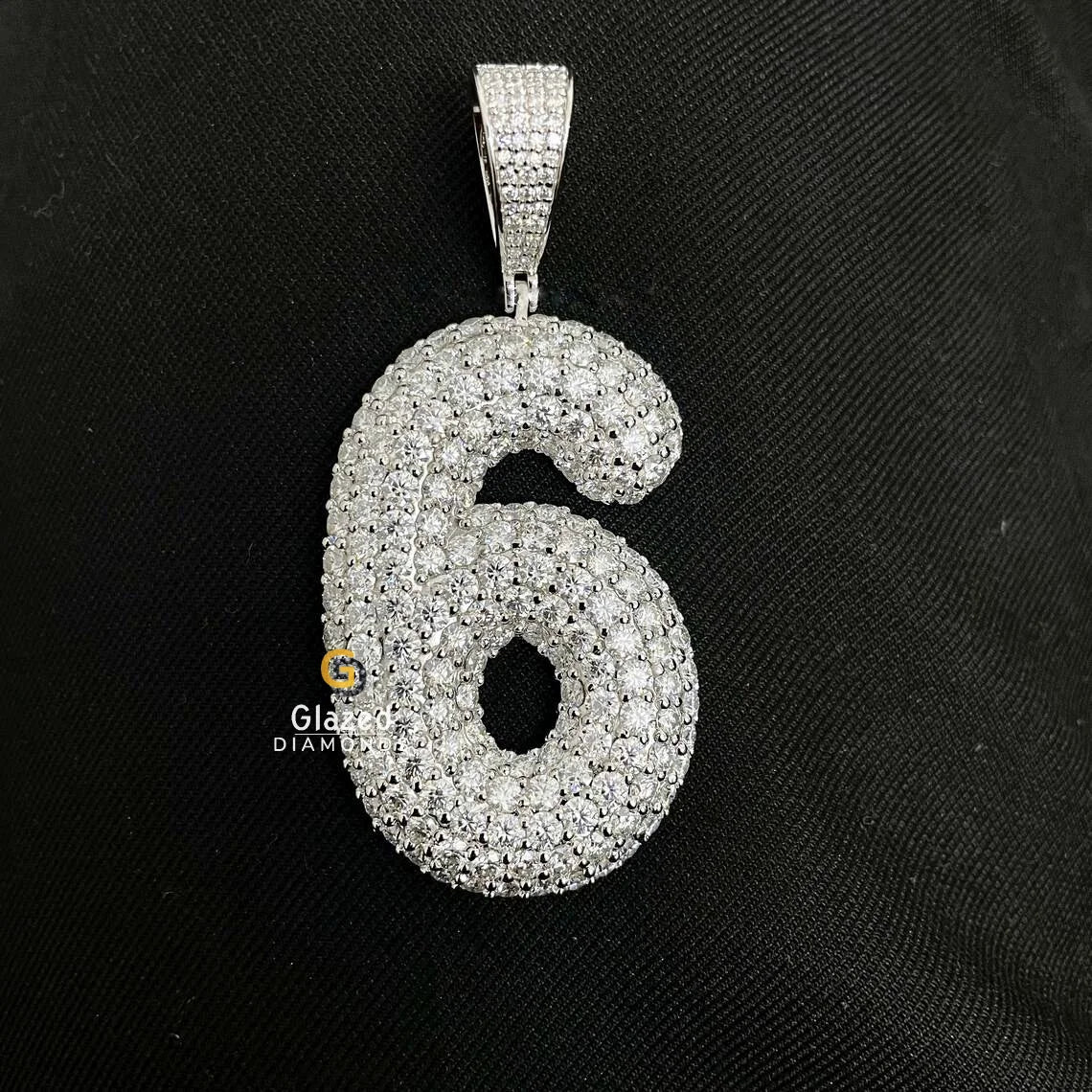 VVS Moissanite Diamond Custom Bubble Number Hip Hop Pendant