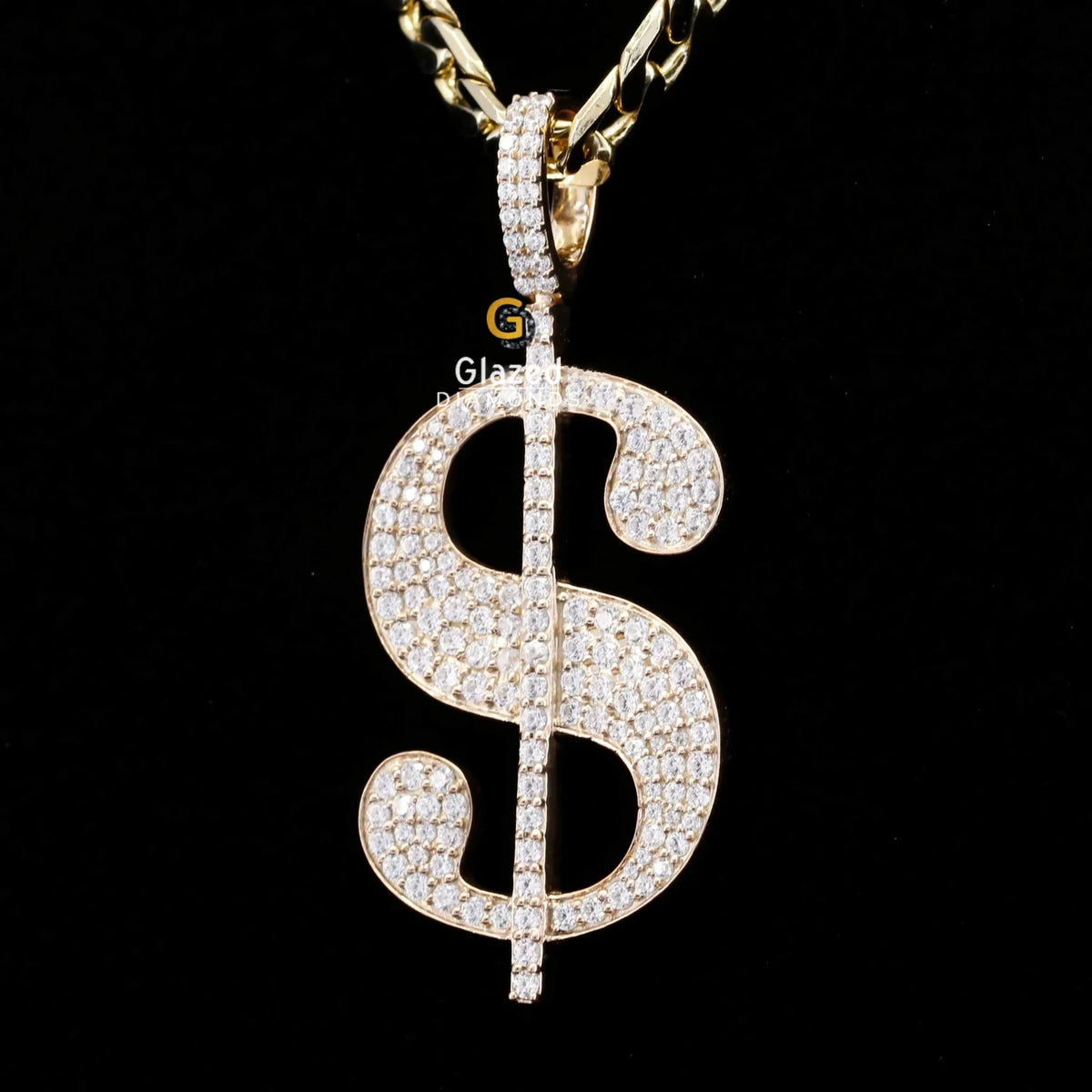 Iced Out Moissanite Diamond Studded Dollar Sign Hip Hop Pendant