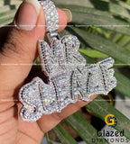 925 Sterling Silver Moissanite Iced Out "MR SLEAZE" Custom Name Pendant