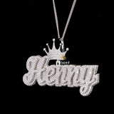 Bust Down Moissanite Diamond Customized Name Iced Out Pendant With Crown