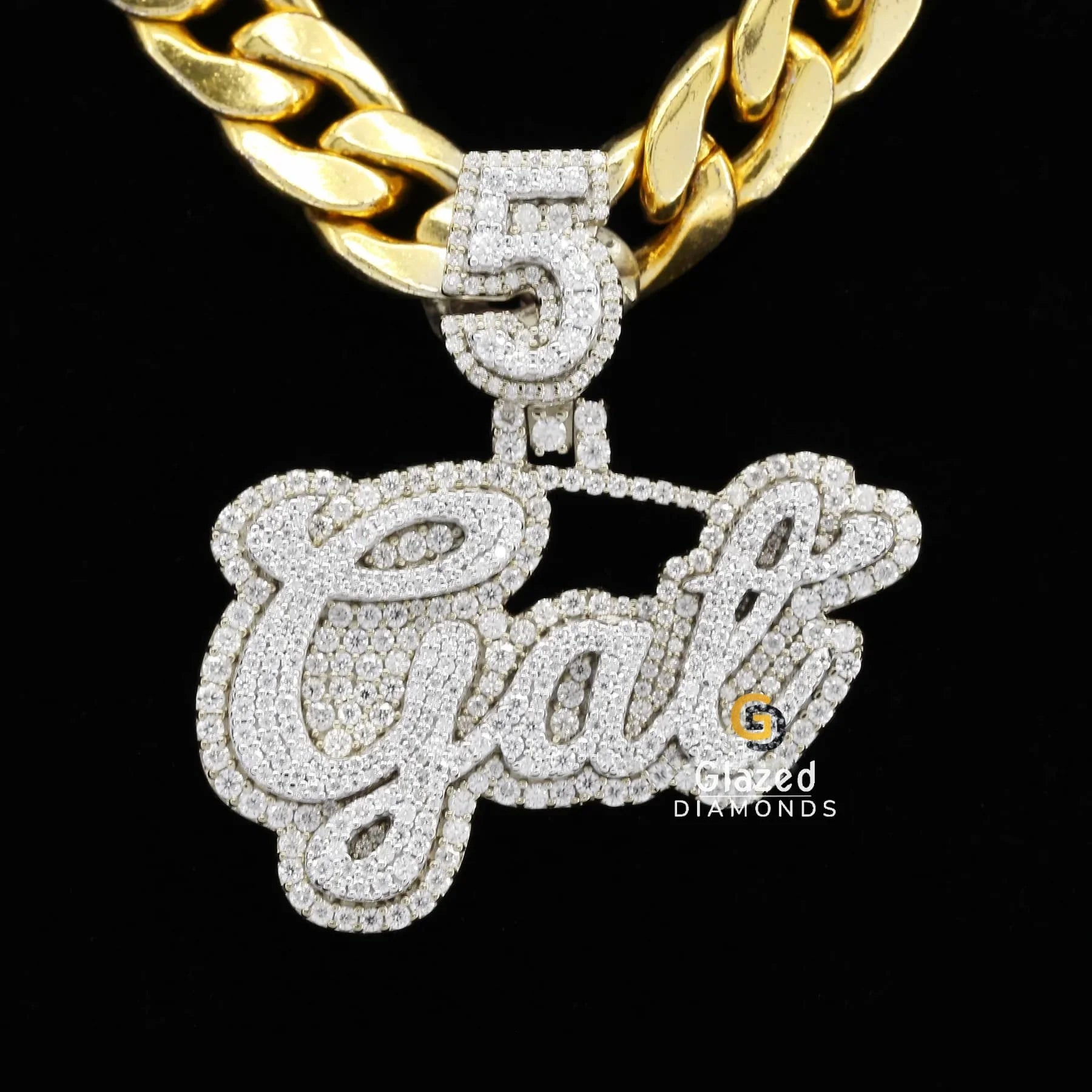 Iced Moissanite Diamond Studded Custom 5 Get Name Hip Hop Pendant