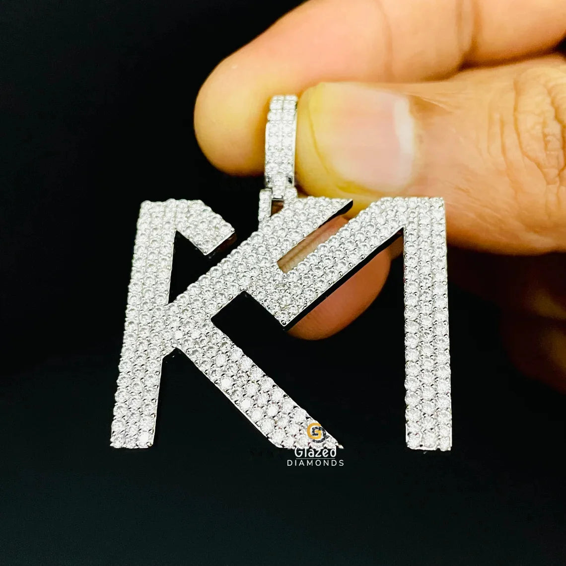 Hip Hop Custom Two Letter Moissanite Iced Out Pendant