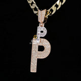 Custom Hip Hop Style Initial P Letter Iced Out Pendant