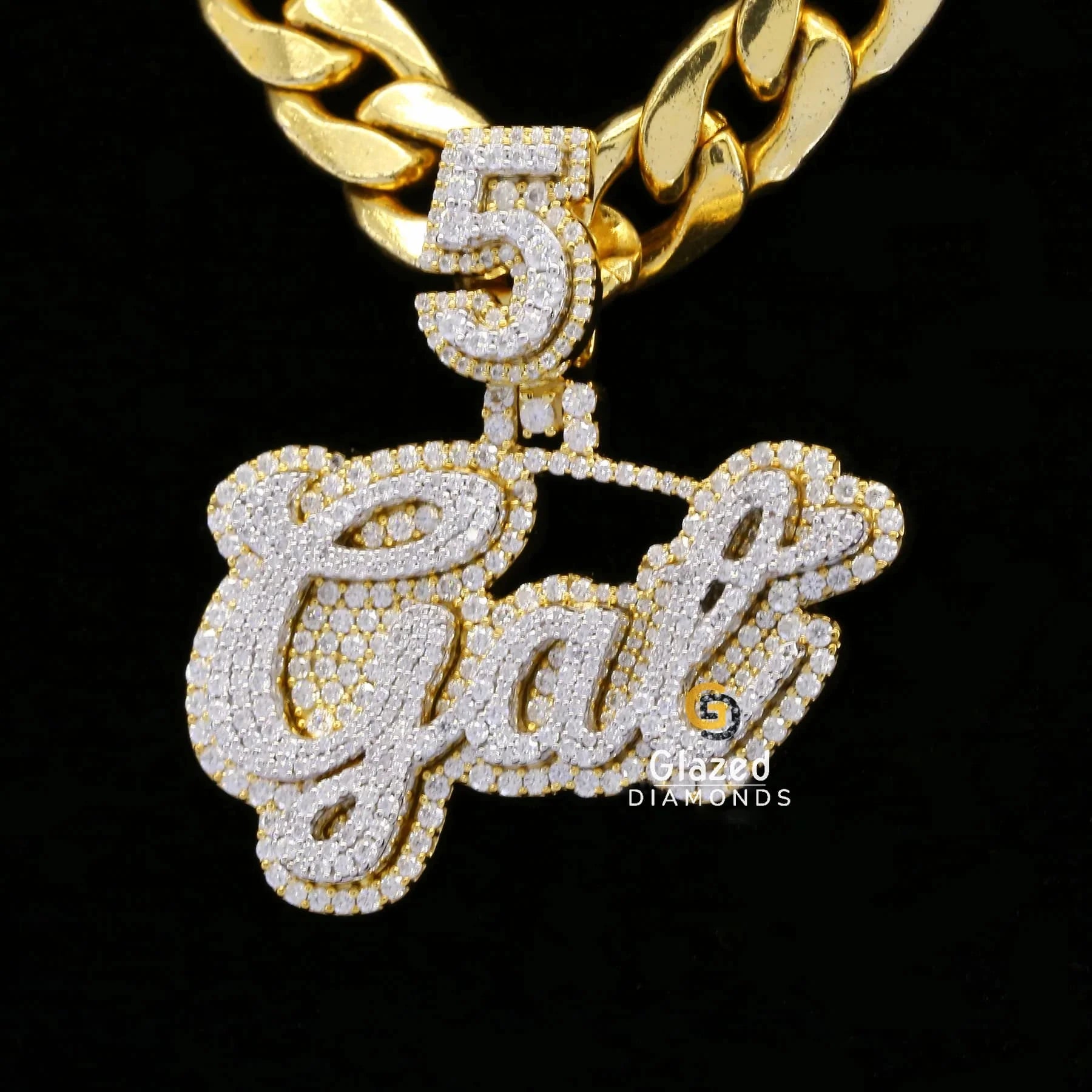 Iced Moissanite Diamond Studded Custom 5 Get Name Hip Hop Pendant