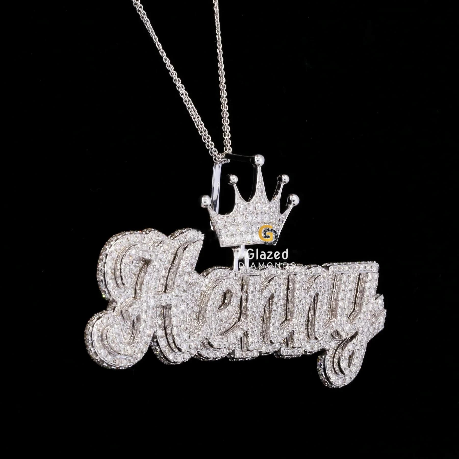 Bust Down Moissanite Diamond Customized Name Iced Out Pendant With Crown