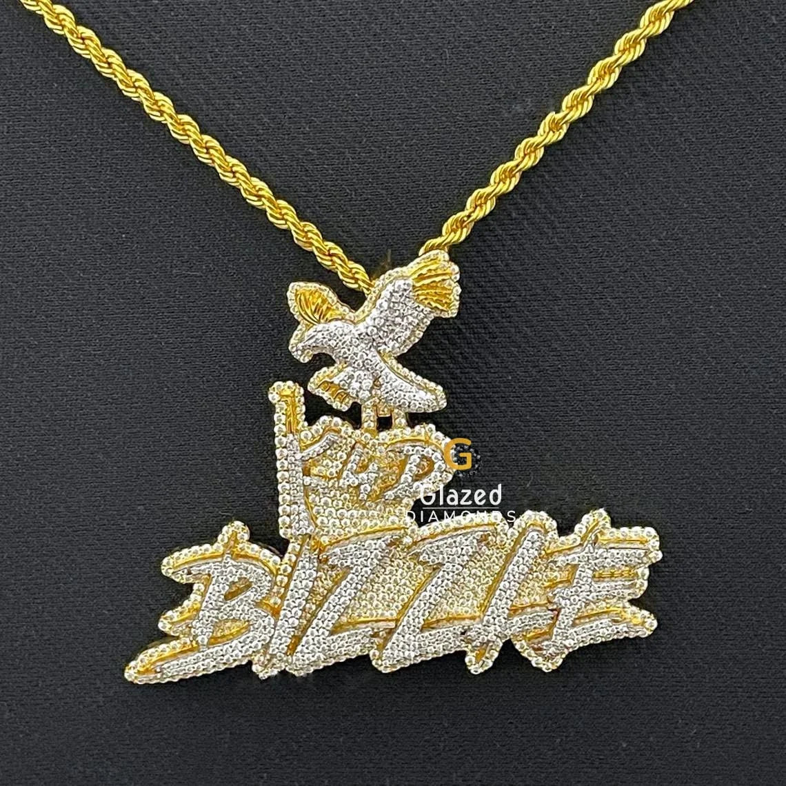 Two Tone VVS Moissanite Custom Name Iced Out Pendant