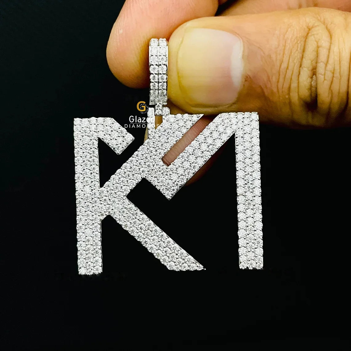 Hip Hop Custom Two Letter Moissanite Iced Out Pendant