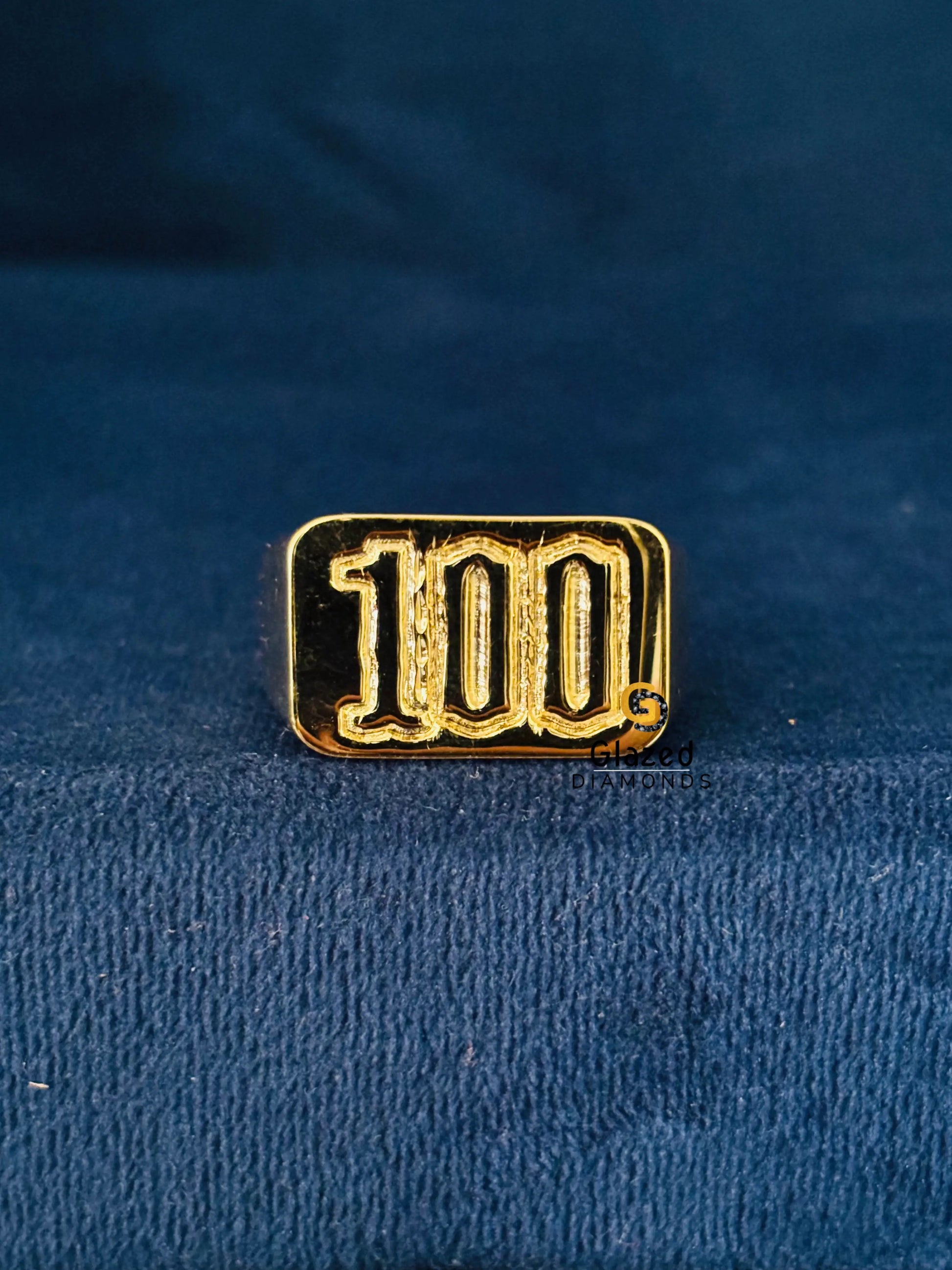 Custom 100  Number Silver Hip Hop Ring
