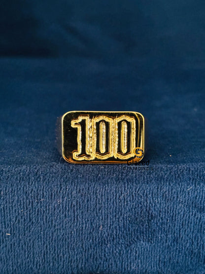 Custom 100  Number Silver Hip Hop Ring