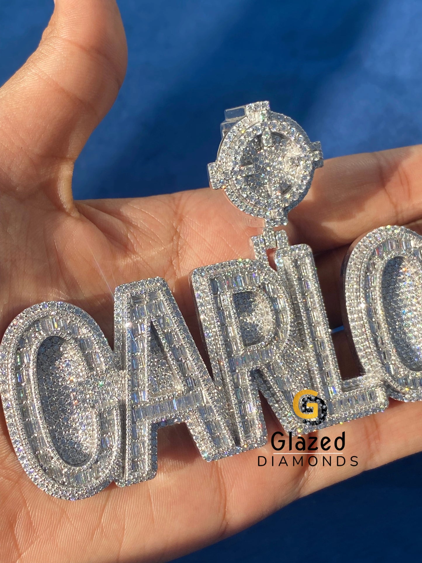 Custom Baguette Latter Moissanite Fully Iced Out Pendant