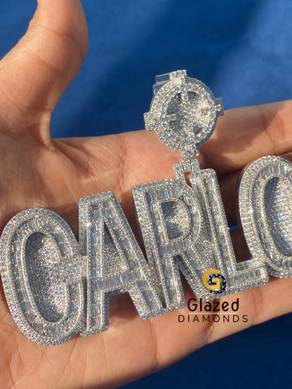 Custom Baguette Latter Moissanite Fully Iced Out Pendant