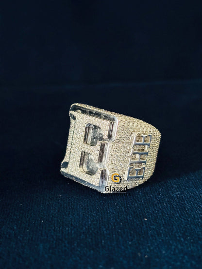 Custom E Letter Moissanite Ring