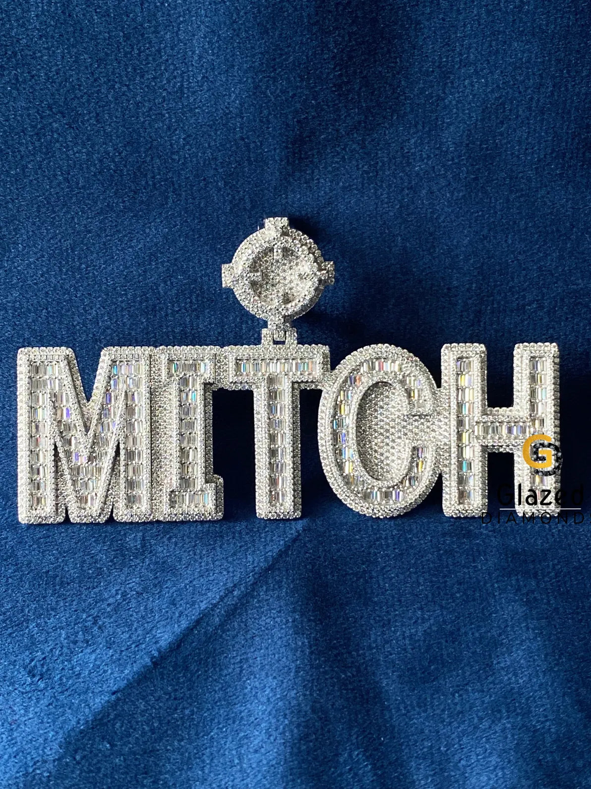 Custom Letter Hip Hop Baguette_Round Moissanite Pendant