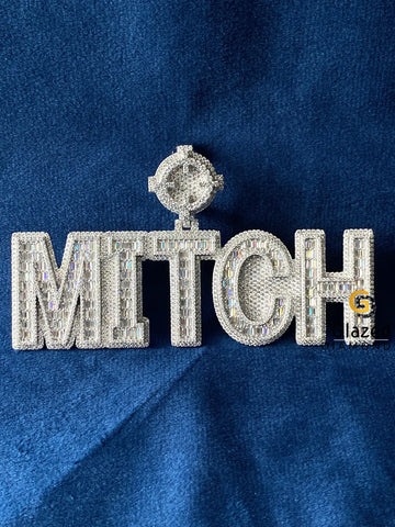 Custom Letter Hip Hop Baguette_Round Moissanite Pendant
