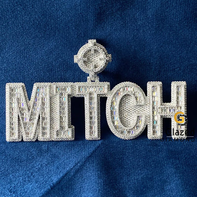 Custom Letter Hip Hop Baguette_Round Moissanite Pendant