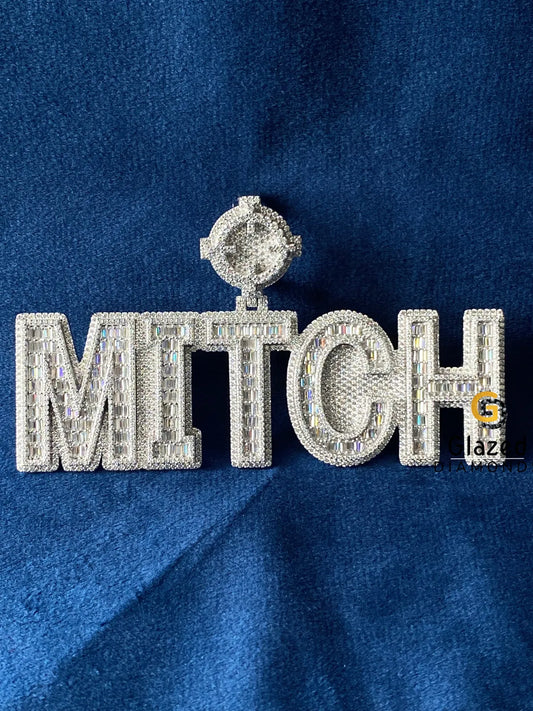 Custom Letter Hip Hop Baguette_Round Moissanite Pendant