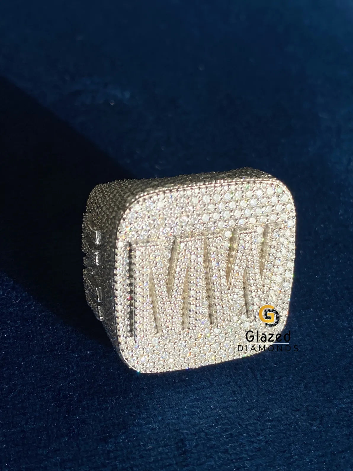 Custom Letter Round Moissanite Hip Hop ring
