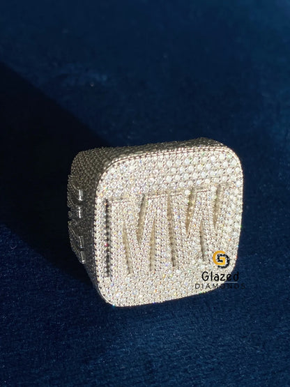 Custom Letter Round Moissanite Hip Hop ring