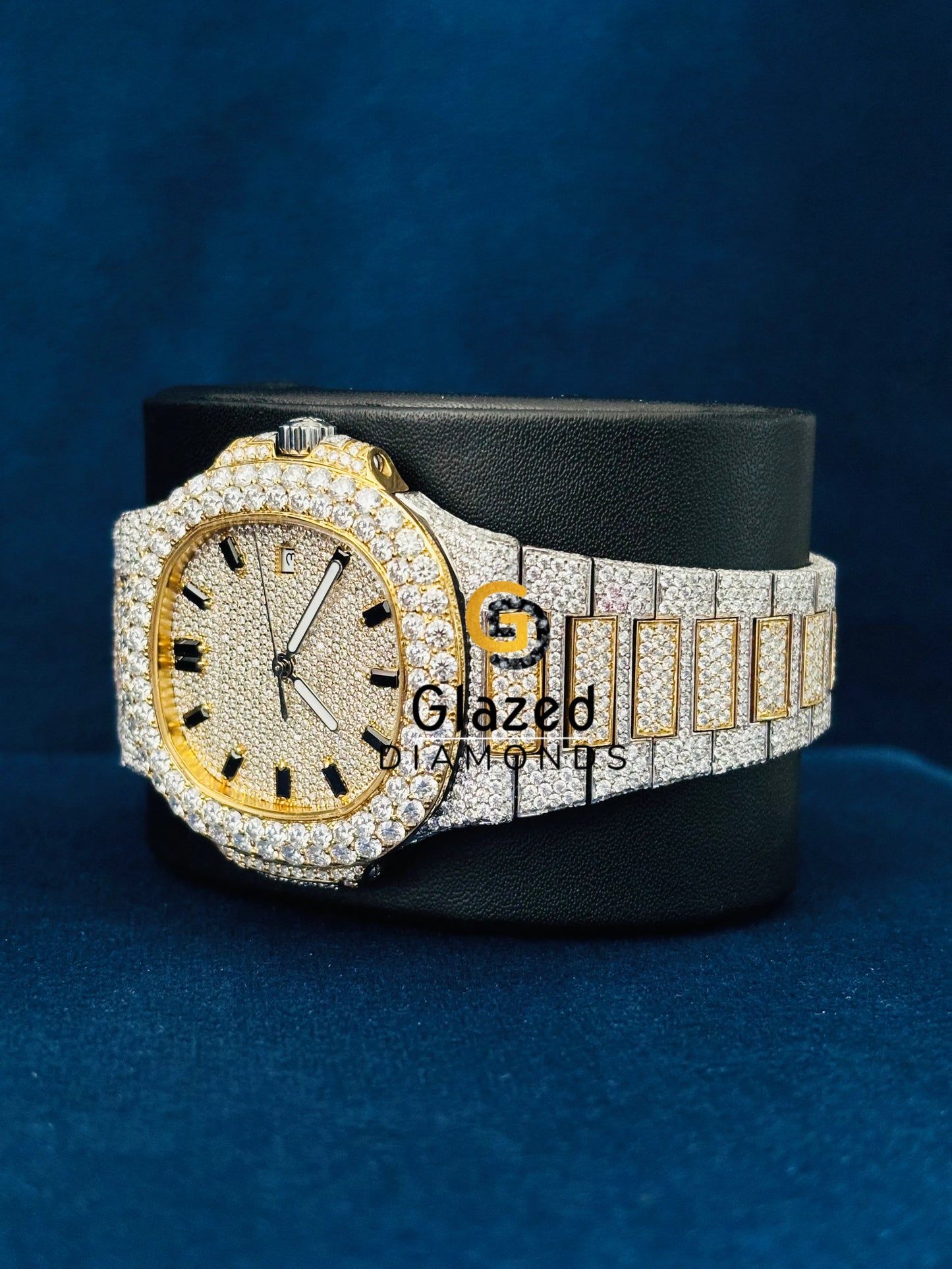Custom Moissanite Yellow Gold Plated Hip Hop Watch
