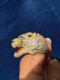 Custom Tiger Yellow Plated Hip Hop Ring 925 Silver
